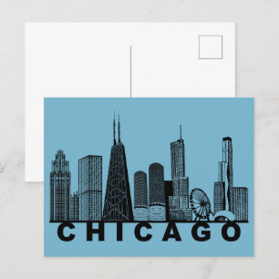 Carte postale de Chicago – Silhouette de l'horizon