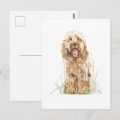 Carte postale de chien Cockapoo – Art animalier aq (Devant / Derrière)