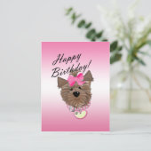 Carte postale de chien d'anniversaire rose heureux (Debout devant)