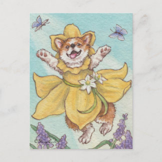 Carte postale de Chien de Corgi de printemps Daffy