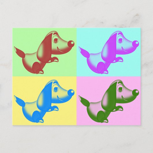 Carte postale de chien de dessin pop art (Devant)
