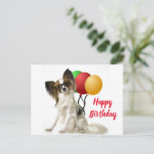 Carte postale de chien Papillon avec vœu d'anniver (Debout devant)