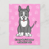 Carte postale de chien pitbull de dessin animé mig