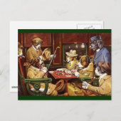 Carte postale de chiens jouant aux cartes (Devant / Derrière)