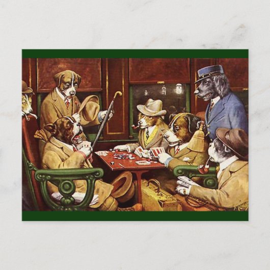 Carte postale de chiens jouant aux cartes (Devant)