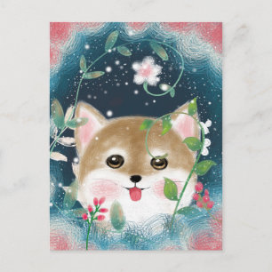 Carte postale de chiot Shiba Inu mignon