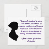 Carte postale de citation de Jane Austen (Devant / Derrière)