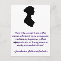 Carte postale de citation de Jane Austen