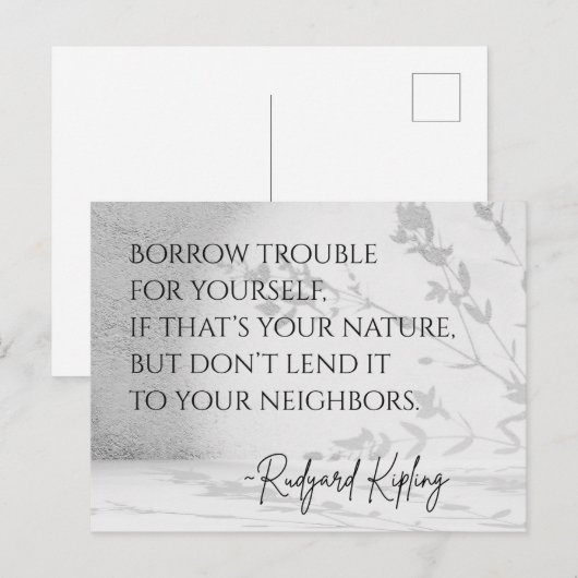 Carte postale de citation de Rudyard Kipling (Devant / Derrière)
