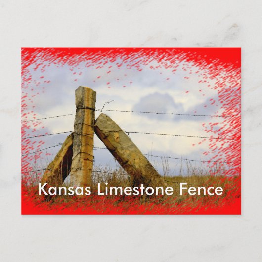 Carte postale de clôture en pierre du Kansas (Devant)