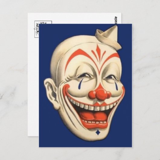 Carte postale de clown de cirque (Devant / Derrière)