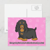 Carte postale de Cocker Carton mignon Spaniel (Devant / Derrière)