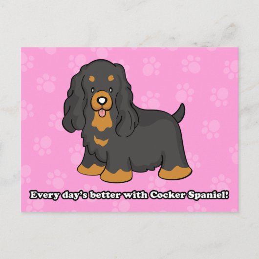 Carte postale de Cocker Carton mignon Spaniel (Devant)