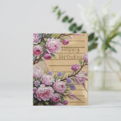 Carte postale de collage d'anniversaire de fleurs (Debout devant)