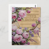 Carte postale de collage d'anniversaire de fleurs (Devant / Derrière)