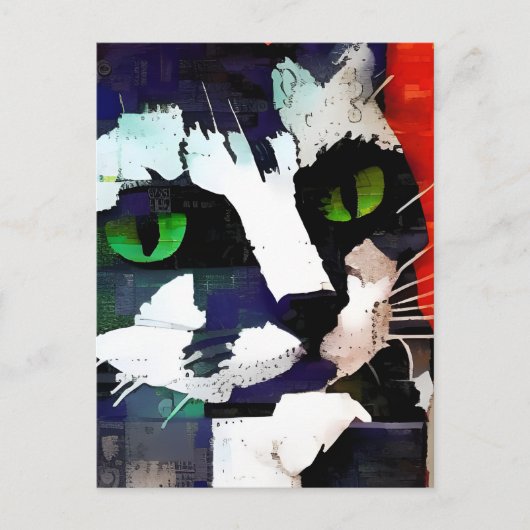 Carte postale de collage de chat (Devant)