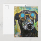 Carte postale de collage de chien en lunettes (Devant / Derrière)