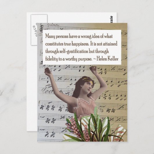 Carte postale de collage de citation de Helen (Devant / Derrière)