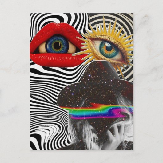 Carte postale de collage de média mixte surréalist (Devant)