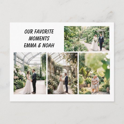 Carte postale de collage de photos de mariage mode (Devant)