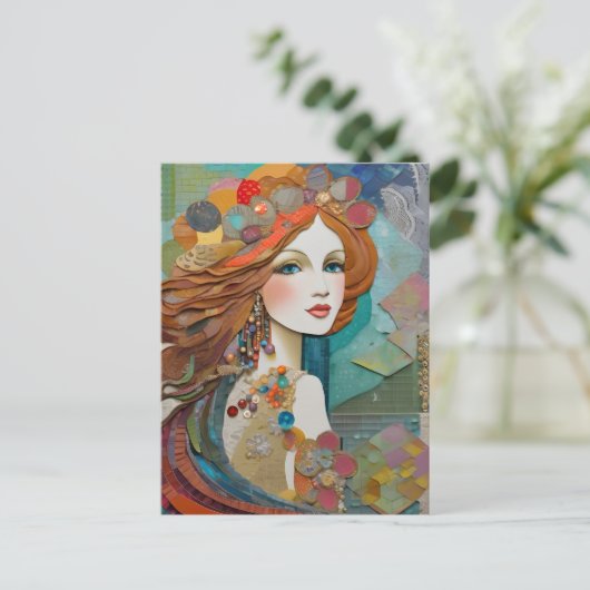 Carte postale de collage de sirène (Debout devant)