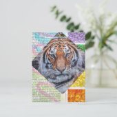 Carte postale de collage de tigre coloré (Debout devant)