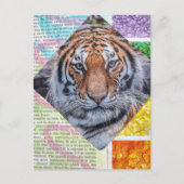Carte postale de collage de tigre coloré (Devant)