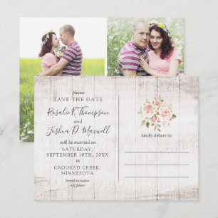 Carte postale de collage photo de roses rustiques 