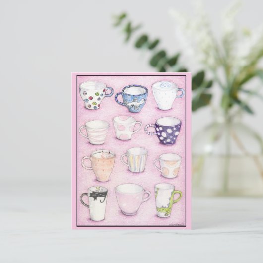 Carte postale de collection rose (Debout devant)