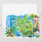 Carte postale de Colombie aquarelle de voyage (Devant / Derrière)