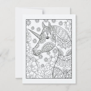 Carte postale de coloration Unicorne   Coloration 