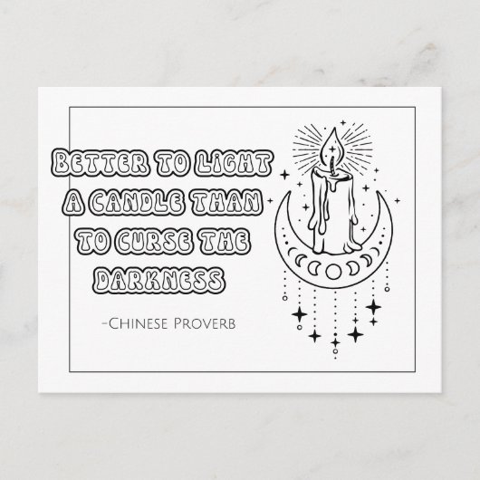 Carte postale de coloriage de proverbe chinois (Devant)