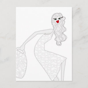 Carte postale de coloriage fille heureuse dansant