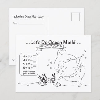 Carte postale de coloriage mathématique sur l'océa
