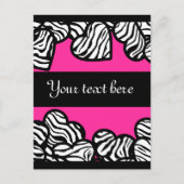 Carte postale de conception de cœurs de zèbre (Devant)