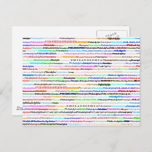 Carte postale de conception de texte de Philadelph (Devant / Derrière)