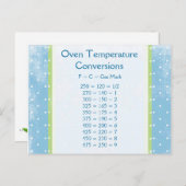 Carte postale de conversion de température du four (Devant / Derrière)