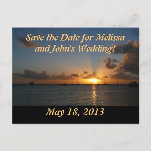 Carte postale de coucher de soleil avec voiliers (Devant)