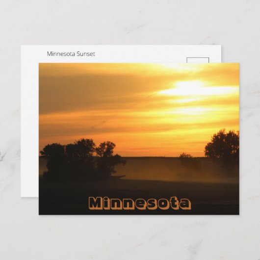 Carte postale de coucher de soleil du Minnesota (Devant / Derrière)