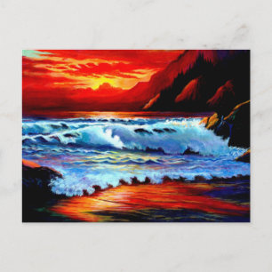 Carte postale de coucher de soleil sur la plage pe