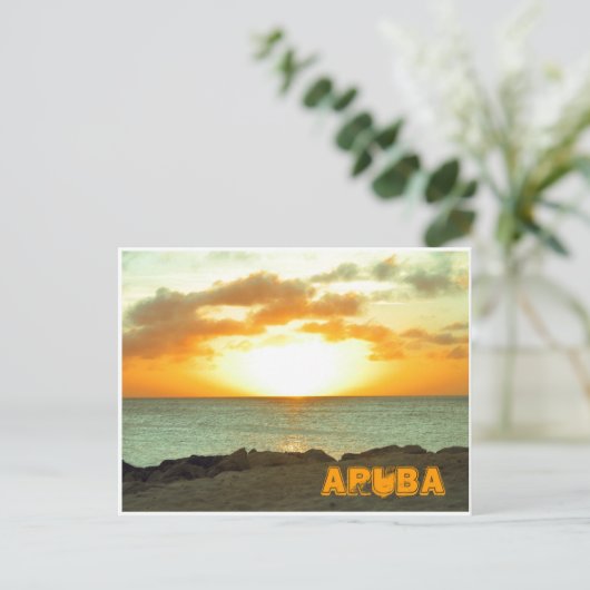 Carte postale de coucher du soleil d'Aruba (Debout devant)