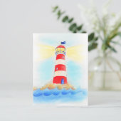 Carte postale de couleur blanche du phare (Debout devant)