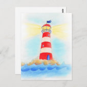 Carte postale de couleur blanche du phare (Devant / Derrière)