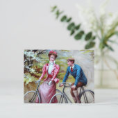 Carte postale de couple à vélo (Debout devant)