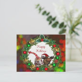 Carte postale de couronne colorée de Noël (Debout devant)