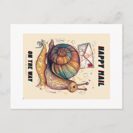 Carte postale de courrier escargot heureux (Devant)