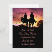 Carte postale de Cowgirl et Cowboy à cheval pour a (Devant / Derrière)