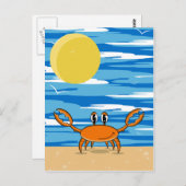 Carte postale de crabe de plage orange (Devant / Derrière)