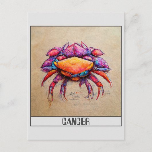 Carte postale de crayon de cancer couleur gribouil (Devant)