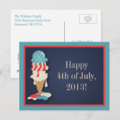 Carte postale de crème glacée 4 juillet Party (Devant / Derrière)